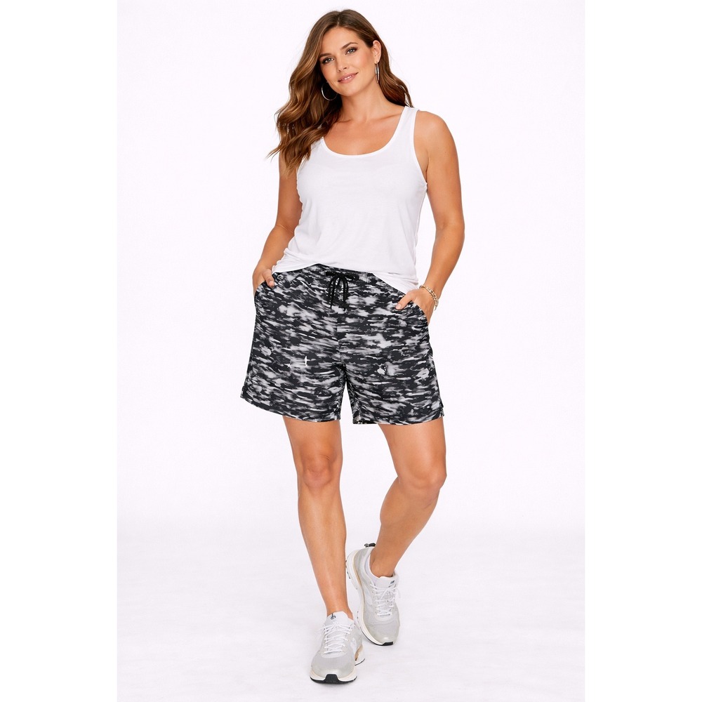 Fabletics The One Short 5" Size Medium M Tonal Flame Black Grey White Athletic